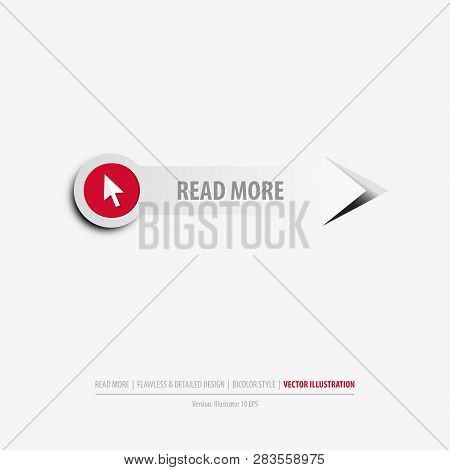 Isolated Read More Button On Clean Gray Background, Eps10 Vector Illustration