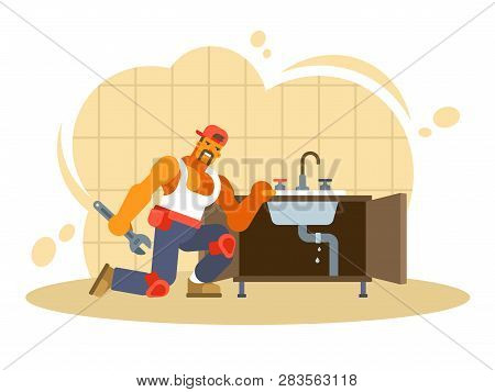 Colorful Vector Illustration Of A Male Plumber