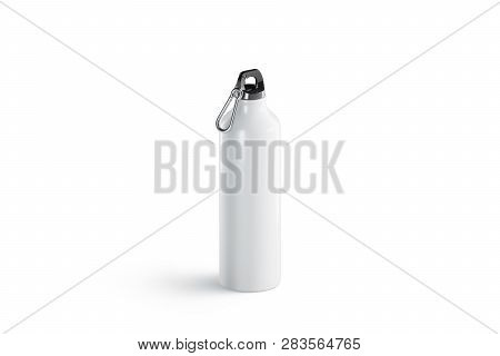 Blank White Sport Bottle Mock Up, Isolated, Side View, 3d Rendering. Empty Container For Water Mocku