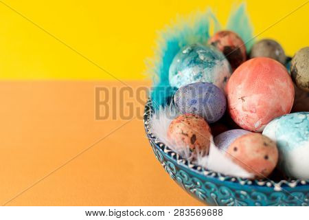 Happy Easter. Easter Background. Colorful Easter Eggs. Pantone Eggs