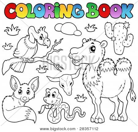 Colorir deserto animais de livro 1 - ilustração do vetor.
