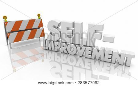 Self-Improvement Barricade Help Words 3d Illustration