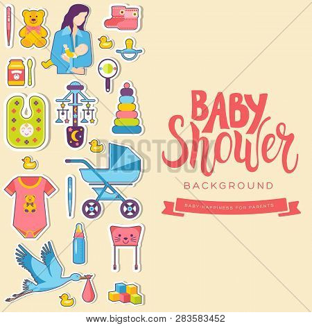 World Breastfeeding Week Cards. Kids Elements Of Flyear, Magazines, Posters, Book Cover, Banners. De