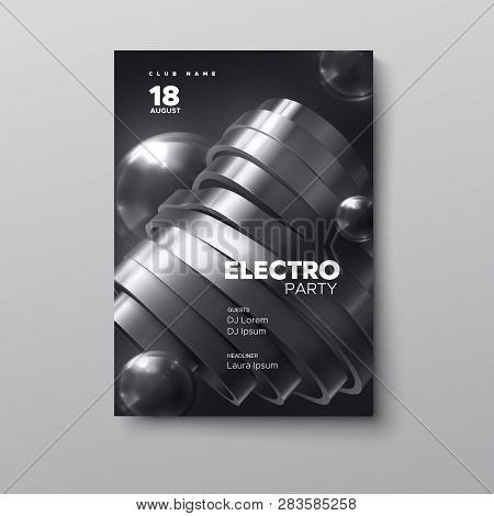Electronic Music Festival Advertising Poster. Modern Club Electro Party Invitation. Vector Illustrat