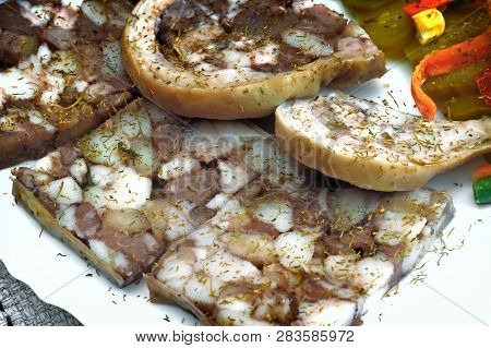 Saltison: Delicious Meat Appetizer With Various Vegetables.