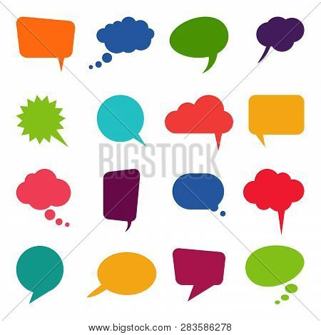 Collection Of Different Speech Bubbles And Thought Bubbles With Space For Text