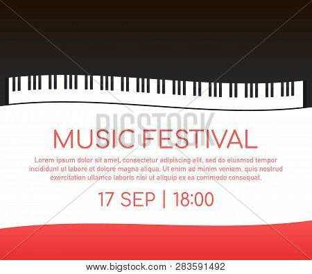 Music Festival. Music Event Poster Piano. Jazz Music Vector Poster Design. Watercolor Stain Backgrou