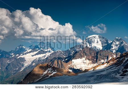 Tonguz-orunbasha - The Mountain With A Glacier `seven` Near Elbrus. Big And Small Kogutai With A Gla