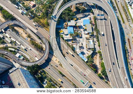 Choi Hung, Hong Kong 29 January 2019- Top view of Hong Kong traffic