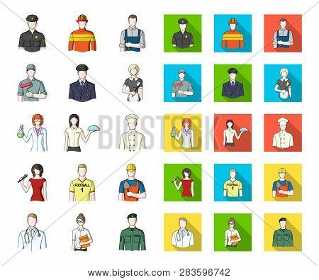 People Of Different Professions Cartoon, Flat Icons In Set Collection For Design. Worker And Special