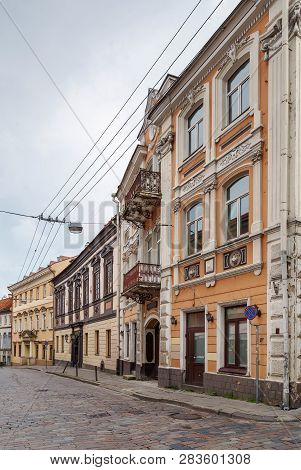 Street With Historical Houses In Vilnius Ild Town, Lithuania