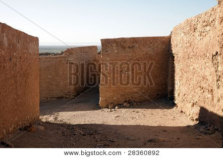 山のオアシス Chebika サハラ砂漠、チュニジアの国境の遺跡