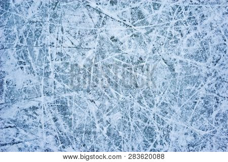 Ice Surface On The Skating-rink With Snow.
