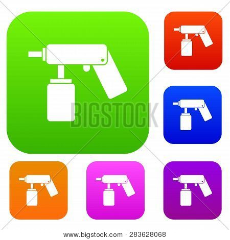 Spray Aerosol Can Bottle With A Nozzle Set Icon In Different Colors Isolated Illustration. Premium C