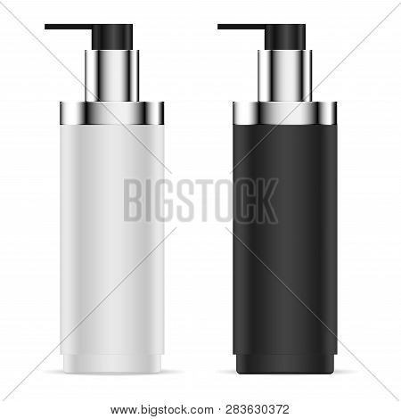 Pump Dispenser Bottle Black And White Set.