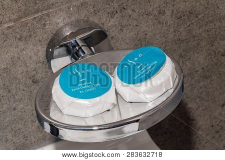 Aqaba, Jordan - February 7, 2019: Lisan Dead Sea Facial Cleansing Soap.