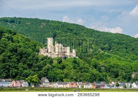 Stolzenfels Castle at Rhine Valley (Rhine Gorge) near Koblenz, Germany. Built in 1842. 