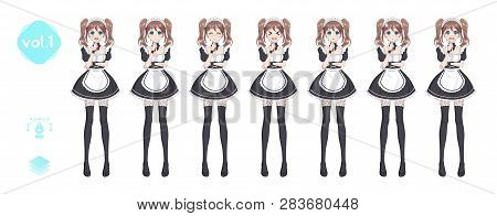 Anime Manga Girl. Costume Of Maid Cafe