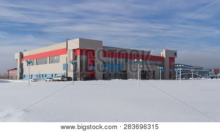Kazakhstan, Ust-kamenogorsk, January 20, 2019: Buildings On The Outskirts Of The City. Outskirts. Bu