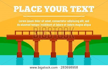 Beton Bridge Concept Banner. Flat Illustration Of Beton Bridge Vector Concept Banner For Web Design