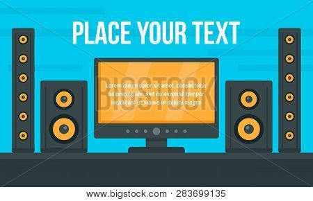 Tv Stereo System Concept Banner. Flat Illustration Of Tv Stereo System Vector Concept Banner For Web