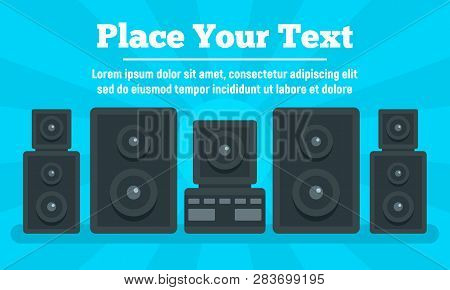 Surround Stereo System Concept Banner. Flat Illustration Of Surround Stereo System Vector Concept Ba