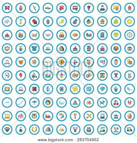 100 Adult Games Icons Set. Cartoon Illustration Of 100 Adult Games Vector Icons Isolated On White Ba