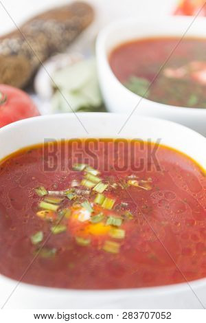 Borscht With Greens, Red Vegetable Soup, Borscht With Greens,
