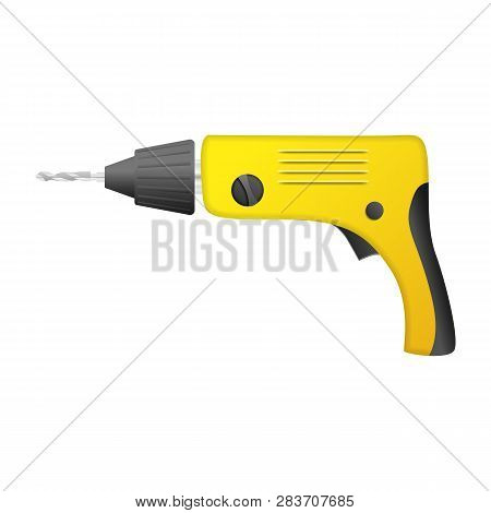 Electric Drill Machine Icon. Realistic Illustration Of Electric Drill Machine Vector Icon For Web De