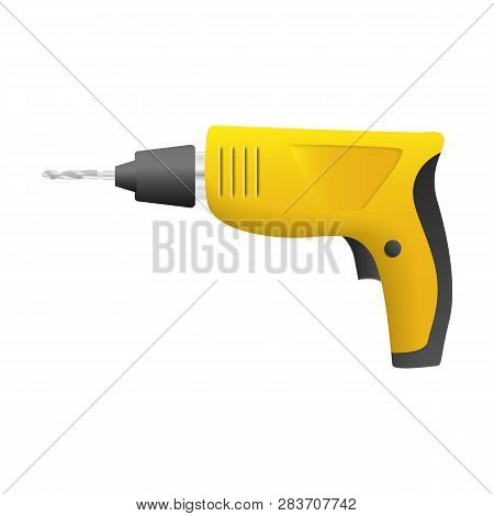 Home Drill Machine Icon. Realistic Illustration Of Home Drill Machine Vector Icon For Web Design Iso