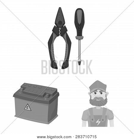Vector Design Of Electricity And Electric Sign. Set Of Electricity And Energy Vector Icon For Stock.