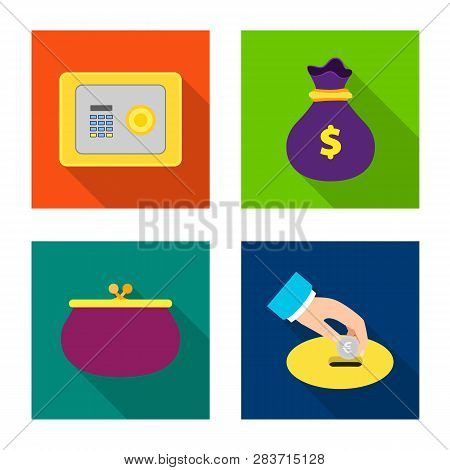 Vector Illustration Of Bank And Money Icon. Collection Of Bank And Bill Vector Icon For Stock.