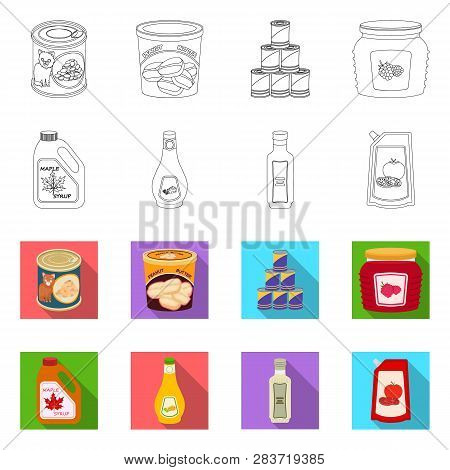 Vector Illustration Of Can And Food Sign. Collection Of Can And Package Stock Vector Illustration.