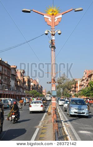 Streets of Indra Bazar in Jaipur, Rajasthan, in India