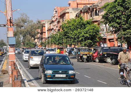 Streets of Indra Bazar in Jaipur, Rajasthan, in India