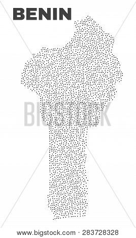 Benin Map Designed With Tiny Points. Vector Abstraction In Black Color Is Isolated On A White Backgr