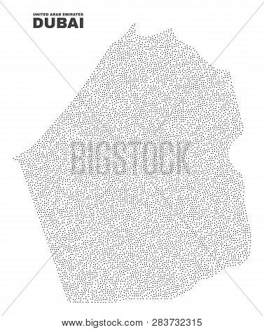 Dubai Emirate Map Designed With Tiny Points. Vector Abstraction In Black Color Is Isolated On A Whit