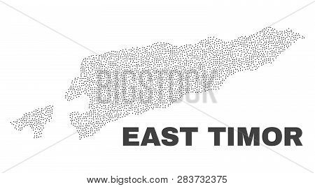 East Timor Map Designed With Tiny Dots. Vector Abstraction In Black Color Is Isolated On A White Bac