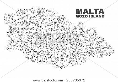 Gozo Island Map Designed With Small Dots. Vector Abstraction In Black Color Is Isolated On A White B