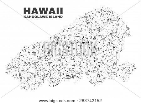 Kahoolawe Island Map Designed With Tiny Dots. Vector Abstraction In Black Color Is Isolated On A Whi
