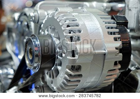 Close-up Engine Parts Of Truck Diesel Engine
