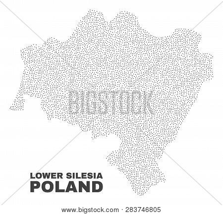 Lower Silesia Province Map Designed With Tiny Points. Vector Abstraction In Black Color Is Isolated 