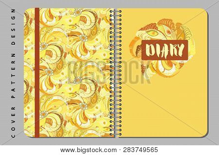 Notebook And Diary Cover Design For Print With Seamless Pattern Included.
