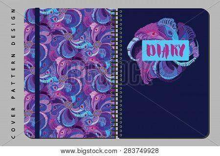 Notebook And Diary Cover Design For Print With Seamless Pattern Included.