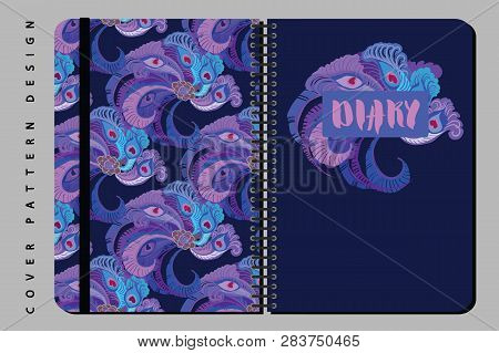 Notebook And Diary Cover Design For Print With Seamless Pattern Included.