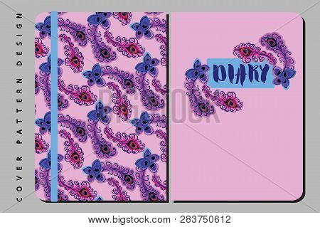 Notebook And Diary Cover Design For Print With Seamless Pattern Included.