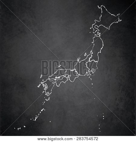 Japan Map Separate Region Individual Card  Blackboard Chalkboard Blank