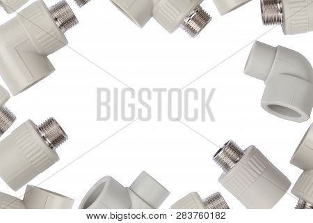 Frame Pvc Polypropylene-metallic Pipe Fitting On White Background