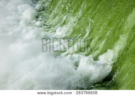 The Spokane River In Spring Flood Near Downtown Spokane, Washington, Usa