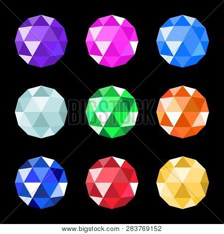 Vector Jewels Set. Gem Stock Vector Illustration. Gemstones Collection Of Different Color
